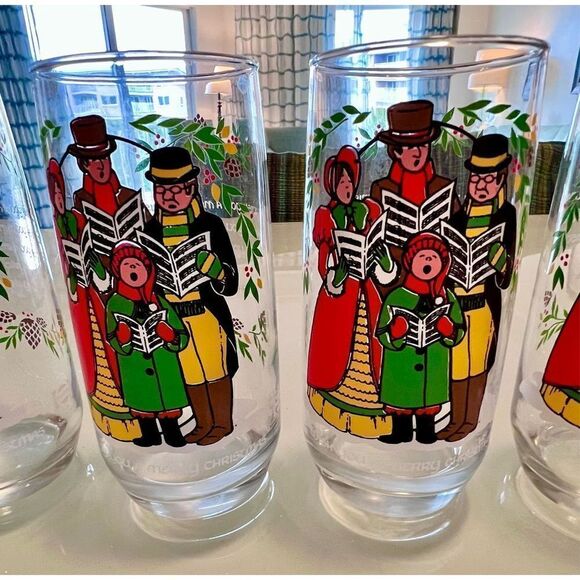Vintage 1983 Pepsi Christmas Caroling Glass Merry Christmas Holidays Set of 4 - Picture 11 of 11